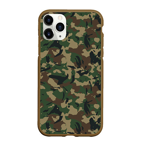 Чехол iPhone 11 Pro матовый Классический лесной камуфляж / 3D-Коричневый – фото 1