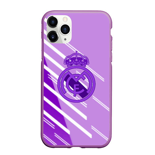 Чехол iPhone 11 Pro матовый Real Madrid текстура фк / 3D-Фиолетовый – фото 1