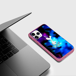 Чехол iPhone 11 Pro матовый Тоттенхэм фк неоновый огонь, цвет: 3D-малиновый — фото 2