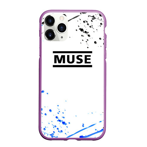 Чехол iPhone 11 Pro матовый MUSE рок стиль краски / 3D-Фиолетовый – фото 1