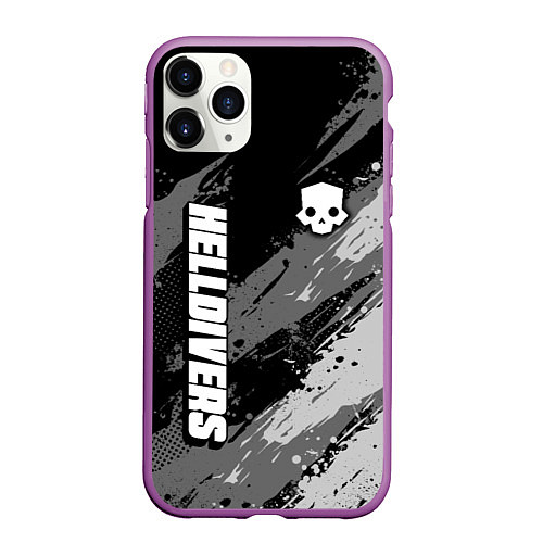 Чехол iPhone 11 Pro матовый Helldivers 2: Skull Logo / 3D-Фиолетовый – фото 1