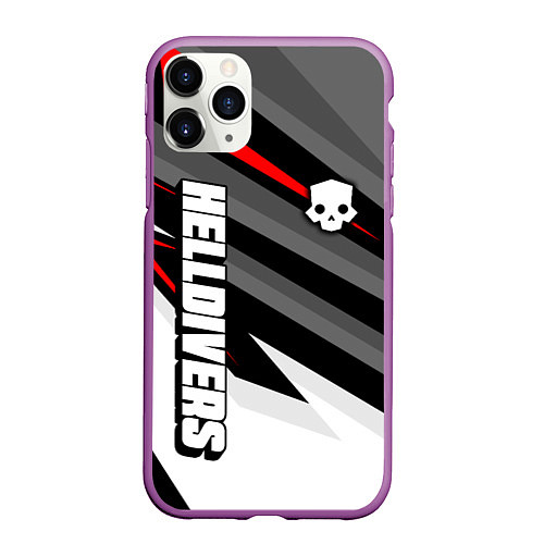 Чехол iPhone 11 Pro матовый Helldivers 2: Skull Logo / 3D-Фиолетовый – фото 1
