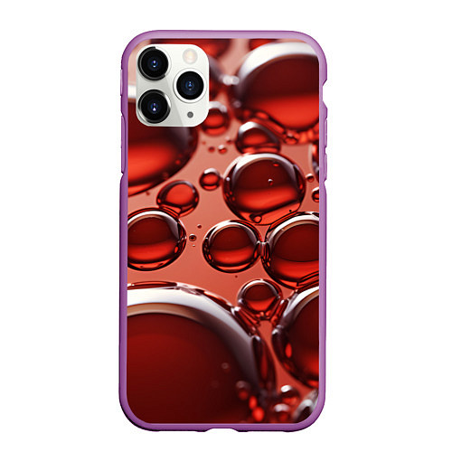 Чехол iPhone 11 Pro матовый Крупные красные капли / 3D-Фиолетовый – фото 1