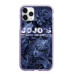 Чехол iPhone 11 Pro матовый ДжоДжо на фоне манги, цвет: 3D-светло-сиреневый