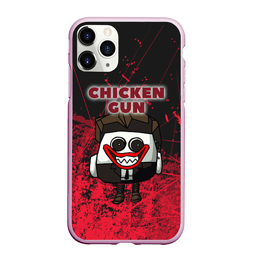 Чехол iPhone 11 Pro матовый Chicken gun clown / 3D-Розовый – фото 1