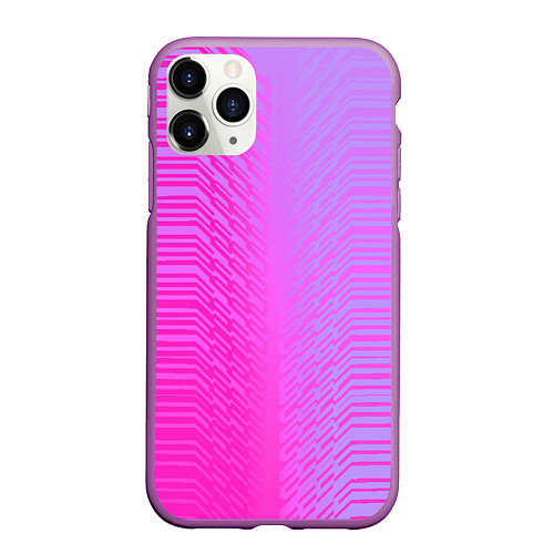 Чехол iPhone 11 Pro матовый Розовые градиентные линии / 3D-Фиолетовый – фото 1