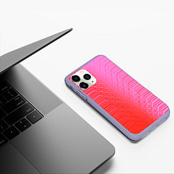 Чехол iPhone 11 Pro матовый Красные градиентные линии, цвет: 3D-светло-сиреневый — фото 2