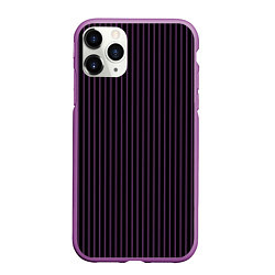 Чехол iPhone 11 Pro матовый Тёмный фиолетовый в полоску