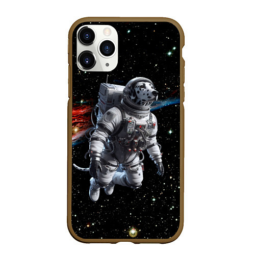 Чехол iPhone 11 Pro матовый The dalmatian brave cosmonaut - ai art / 3D-Коричневый – фото 1