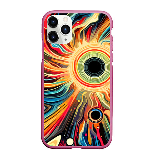 Чехол iPhone 11 Pro матовый Space abstraction - ai art / 3D-Малиновый – фото 1