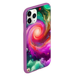 Чехол iPhone 11 Pro матовый Космическая неоновая фантазия - нейросеть, цвет: 3D-фиолетовый — фото 2