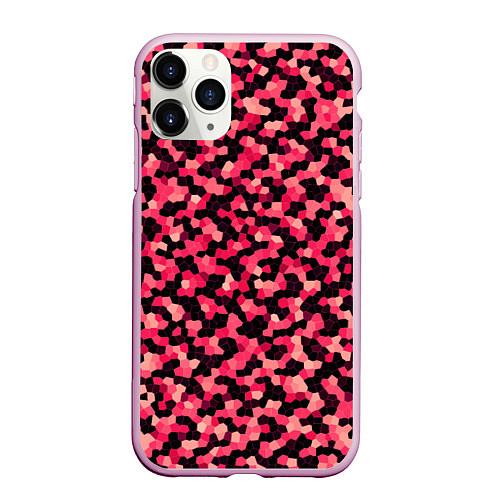 Чехол iPhone 11 Pro матовый Мозаика красно-бордовый / 3D-Розовый – фото 1