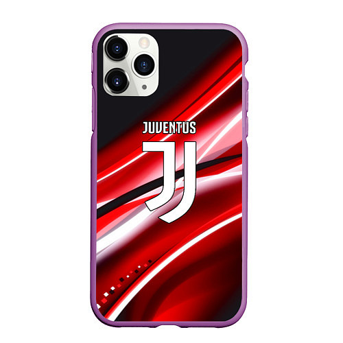 Чехол iPhone 11 Pro матовый Juventus geometry sport line / 3D-Фиолетовый – фото 1