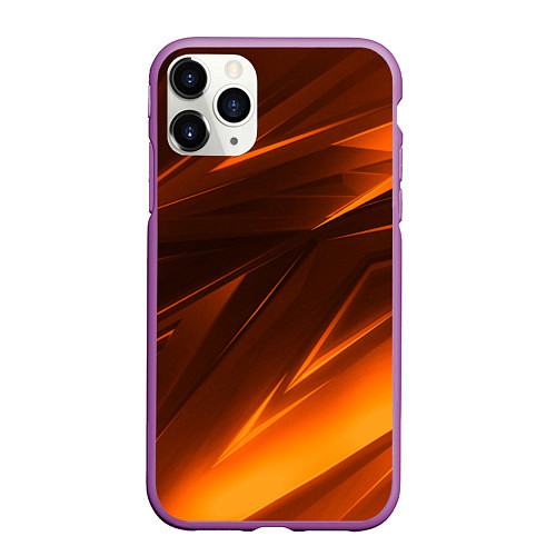 Чехол iPhone 11 Pro матовый Geometry stripes orange / 3D-Фиолетовый – фото 1