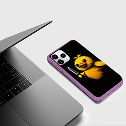 Чехол iPhone 11 Pro матовый Утка с ножом мем, цвет: 3D-фиолетовый — фото 2