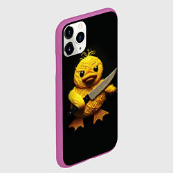 Чехол iPhone 11 Pro матовый Мем уточка с ножом вязаная, цвет: 3D-фиолетовый — фото 2