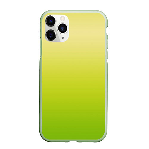 Чехол iPhone 11 Pro матовый Градиент лимонный жёлто-салатовый / 3D-Салатовый – фото 1