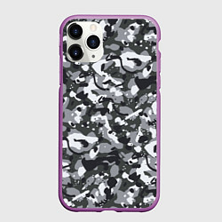 Чехол iPhone 11 Pro матовый Серый пиксельный камуфляж, цвет: 3D-фиолетовый