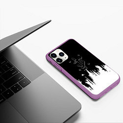 Чехол iPhone 11 Pro матовый Doom logo краски, цвет: 3D-фиолетовый — фото 2