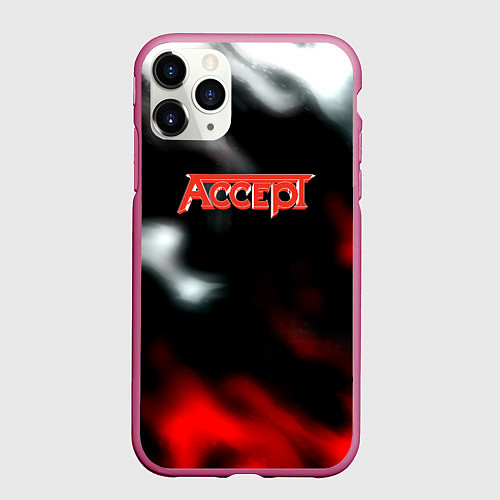 Чехол iPhone 11 Pro матовый Accept rock steel / 3D-Малиновый – фото 1