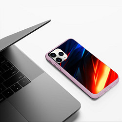 Чехол iPhone 11 Pro матовый Geometry stripes neon steel, цвет: 3D-розовый — фото 2