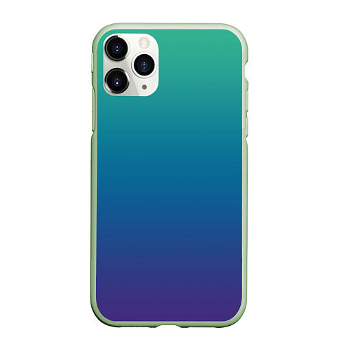 Чехол iPhone 11 Pro матовый Градиент зелёно-фиолетовый / 3D-Салатовый – фото 1