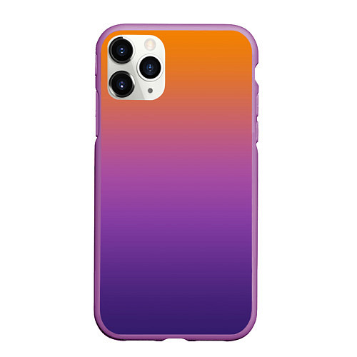 Чехол iPhone 11 Pro матовый Градиент оранжево-фиолетовый / 3D-Фиолетовый – фото 1