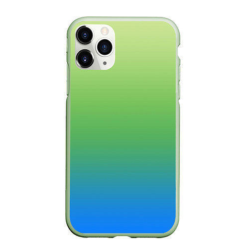 Чехол iPhone 11 Pro матовый Градиент зелёно-голубой / 3D-Салатовый – фото 1