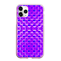 Чехол iPhone 11 Pro матовый Фиолетовые квадраты на белом фоне, цвет: 3D-розовый