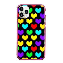 Чехол iPhone 11 Pro матовый Undertale heart pattern