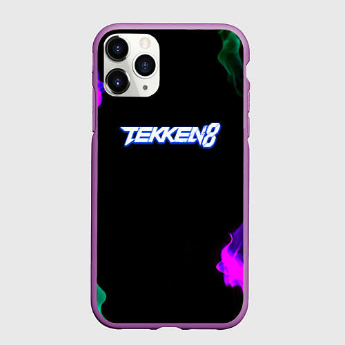Чехол iPhone 11 Pro матовый Tekken огненный дым текстура / 3D-Фиолетовый – фото 1