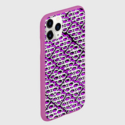 Чехол iPhone 11 Pro матовый Фиолетово-белый узор на чёрном фоне, цвет: 3D-фиолетовый — фото 2