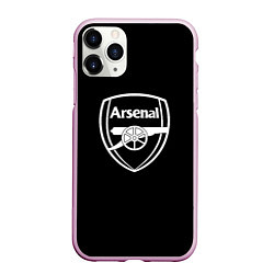 Чехол iPhone 11 Pro матовый Arsenal fc белое лого, цвет: 3D-розовый