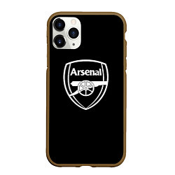 Чехол iPhone 11 Pro матовый Arsenal fc белое лого, цвет: 3D-коричневый