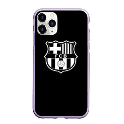 Чехол iPhone 11 Pro матовый Barcelona fc club белое лого, цвет: 3D-светло-сиреневый