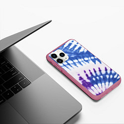 Чехол iPhone 11 Pro матовый Сине-фиолетовый узор тай дай, цвет: 3D-малиновый — фото 2