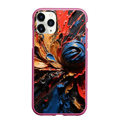 Чехол iPhone 11 Pro матовый Красные красочные брызги