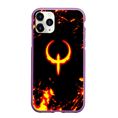 Чехол iPhone 11 Pro матовый Quake fire logo / 3D-Фиолетовый – фото 1