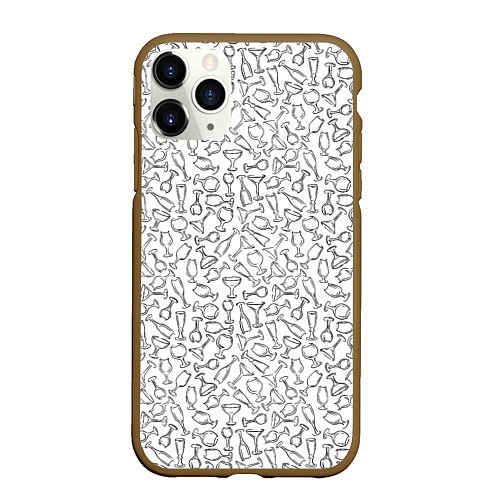 Чехол iPhone 11 Pro матовый Бокалы / 3D-Коричневый – фото 1