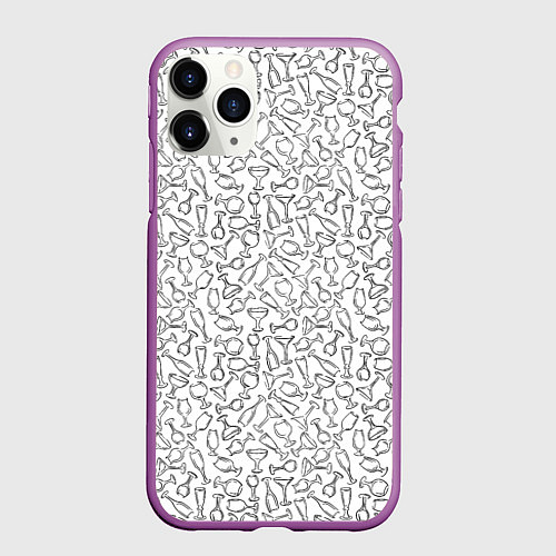 Чехол iPhone 11 Pro матовый Бокалы / 3D-Фиолетовый – фото 1