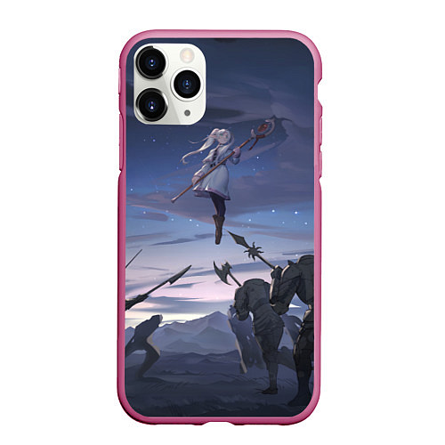 Чехол iPhone 11 Pro матовый Sousou no Frieren Фрирен battle / 3D-Малиновый – фото 1