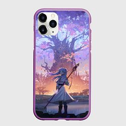 Чехол iPhone 11 Pro матовый Sousou no Frieren Фрирен tree, цвет: 3D-фиолетовый