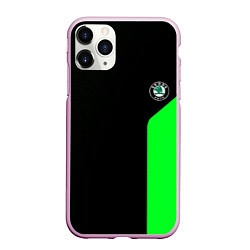 Чехол iPhone 11 Pro матовый Skoda pattern sport green