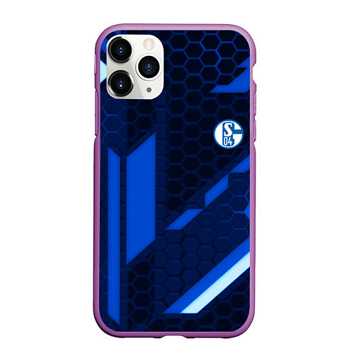 Чехол iPhone 11 Pro матовый Schalke 04 sport geometry / 3D-Фиолетовый – фото 1