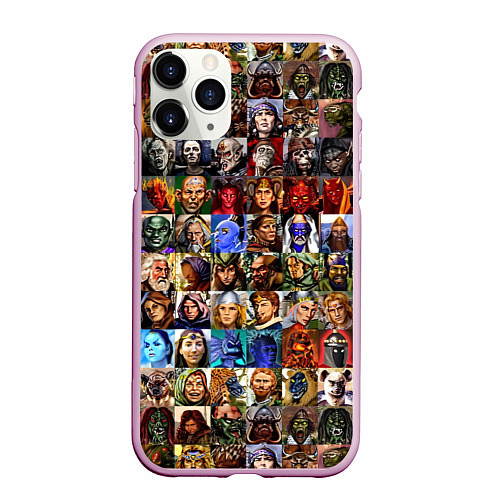 Чехол iPhone 11 Pro матовый Портреты всех героев / 3D-Розовый – фото 1