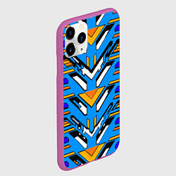 Чехол iPhone 11 Pro матовый Техно броня жёлто-синяя, цвет: 3D-фиолетовый — фото 2