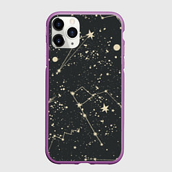 Чехол iPhone 11 Pro матовый Звёздная карта, цвет: 3D-фиолетовый