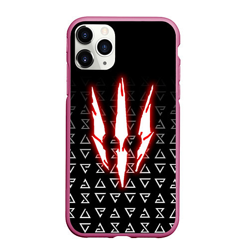 Чехол iPhone 11 Pro матовый The witcher - red logo / 3D-Малиновый – фото 1