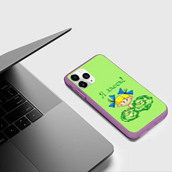 Чехол iPhone 11 Pro матовый Я здесь - девочка, цвет: 3D-фиолетовый — фото 2