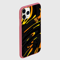 Чехол iPhone 11 Pro матовый Porsche - Желтые разводы, цвет: 3D-малиновый — фото 2